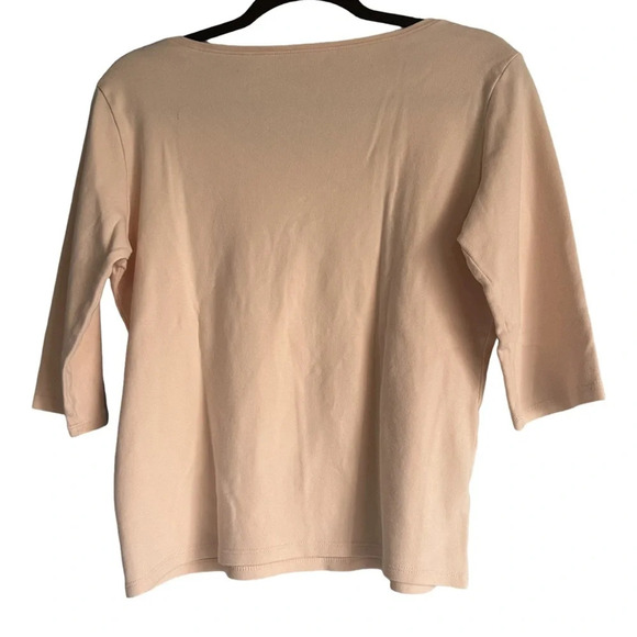 Eileen Fisher Peach 100% Cotton 3/4 Sleeve Tee Size Small Petite - Picture 2 of 4